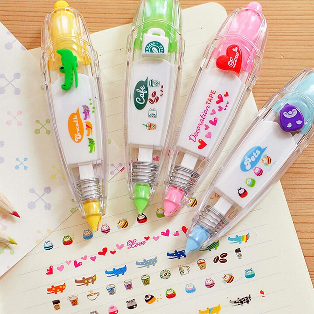 Cinta de corrección decorativa de 4 colores, novedad, suministros para oficina escolar, Corea, cordón para etiquetas clave, firmar para estudiantes, 1 Uds.