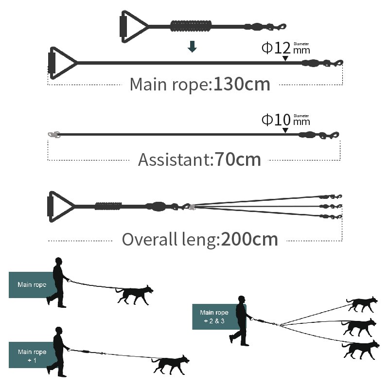 Flere regnbue hunder bånd nylon avtakbart kjæledyr bly skum håndtak 1 bånd til 2 eller 3 eller 4 hunder rundt hund trekkraft dgsb 15