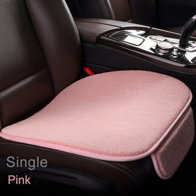 Super Soft Polar Fleece Car Seat Cover Pad Universal Breathable Plush Cushion Car Seat Protector Mat Car Accessories: Pink front 1pcs