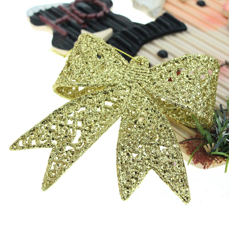 Lazo grande colgante para decoración de Año , lazo grande de oro, plata, rojo brillante, , boda, adornos de árbol de Navidad: Oro