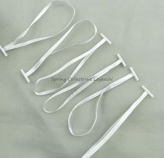 Blanco/Negro/gris 100 piezas Etiqueta de cinta de seda sello de ropa etiquetas colgar cuerda de plástico broche de cierre accesorios de sujeción de gancho: White no pin