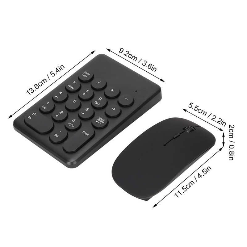 Wireless Digital Keyboard with Mouse Kit Portable Ultra-thin 2.4G Wireless Number Pad 1200dpi Mouse for Home Office Laptop PC