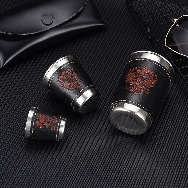 Brandy glass whiskey glass 304 stainless steel single-layer wine glass drink cup 1OZ frill-free hard metal 2OZ wine glass