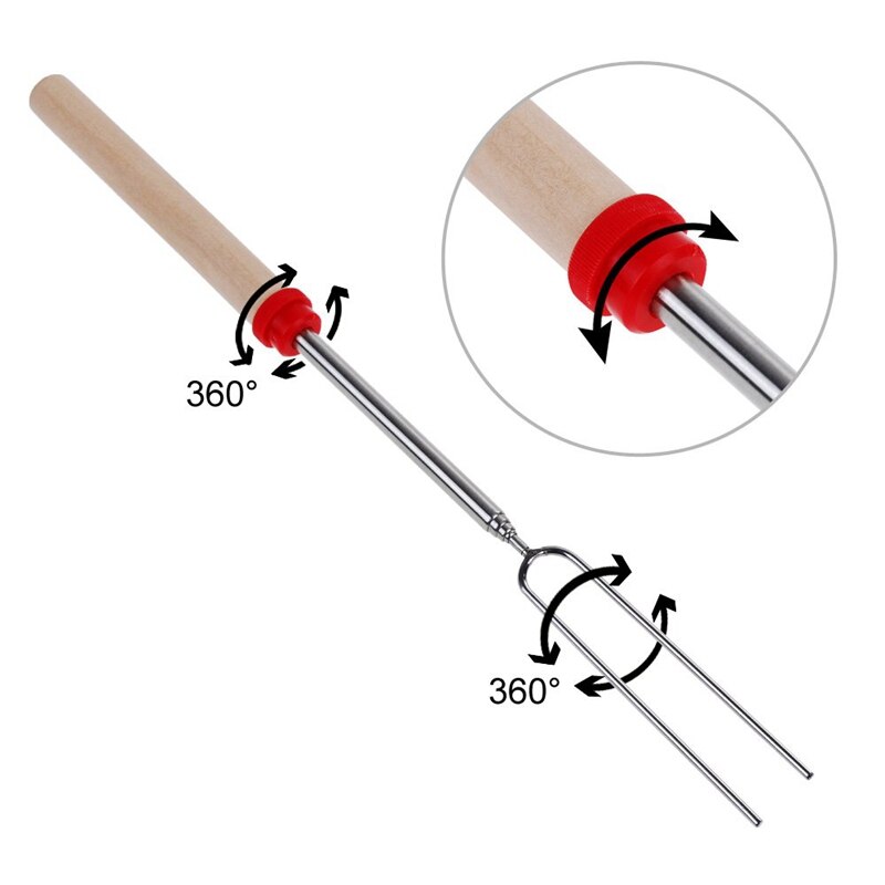 Marshmallow ristning pinde-sæt  of 8 stk sikker for børn 11-31 inches teleskopiske hund smores gafler, ekstra 10 stk træ klistermærker
