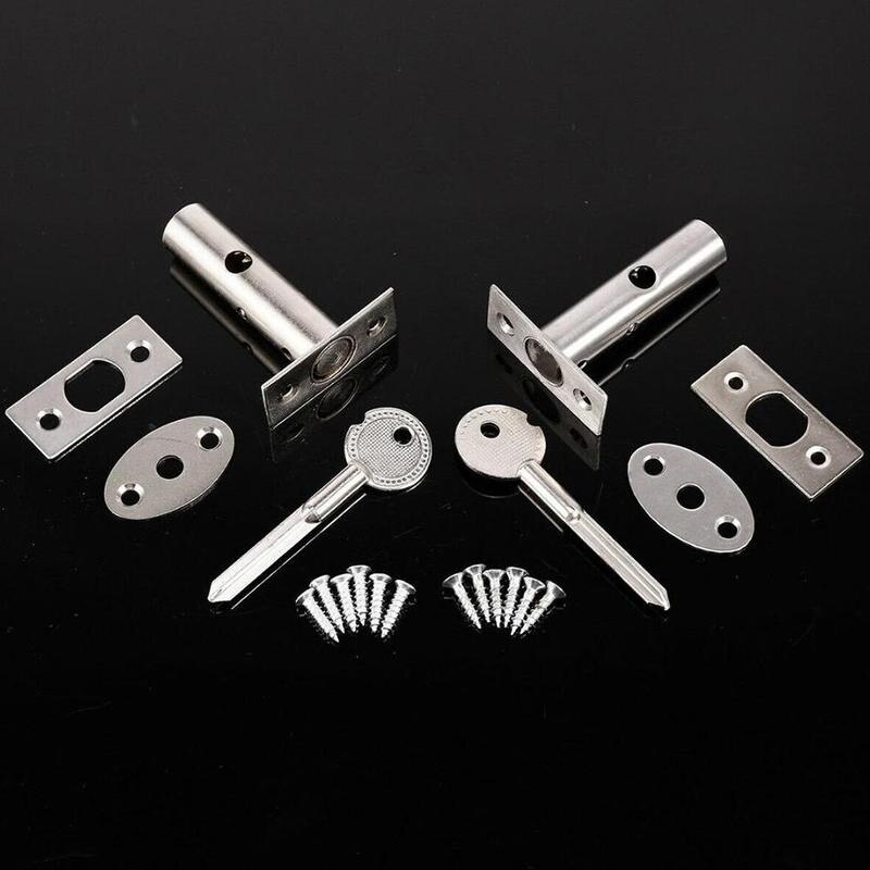 1 Set Door Bolts Lock Security Bolt Door Latch Invisible Fire Lock Buckle Strong Iron Spare Key Door Bolts Lock