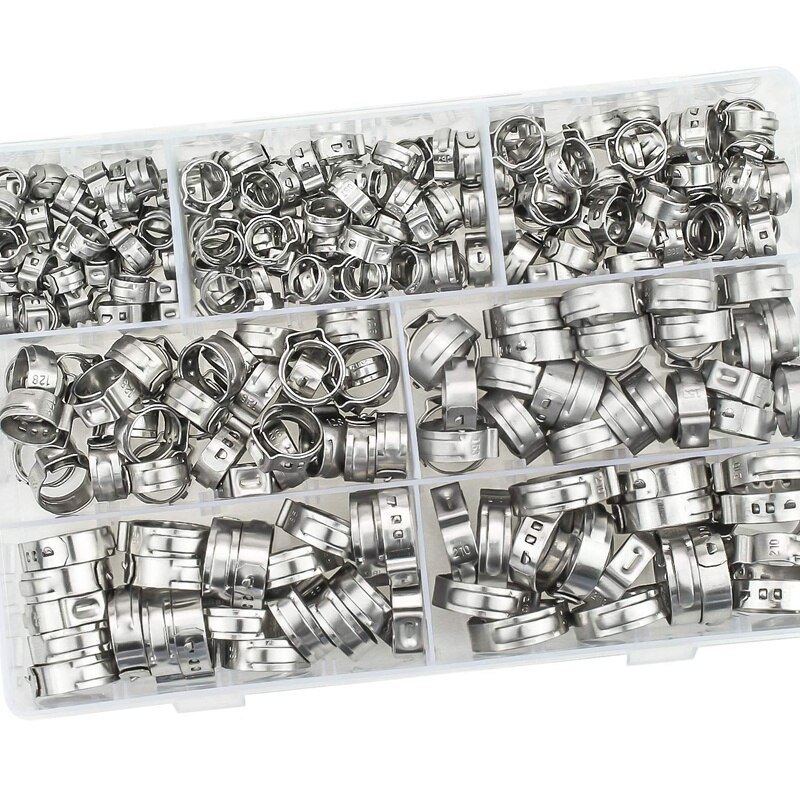 304 Rvs Single Ear Non-Staal Slangklem Classificatie Kit, 128 Stuks