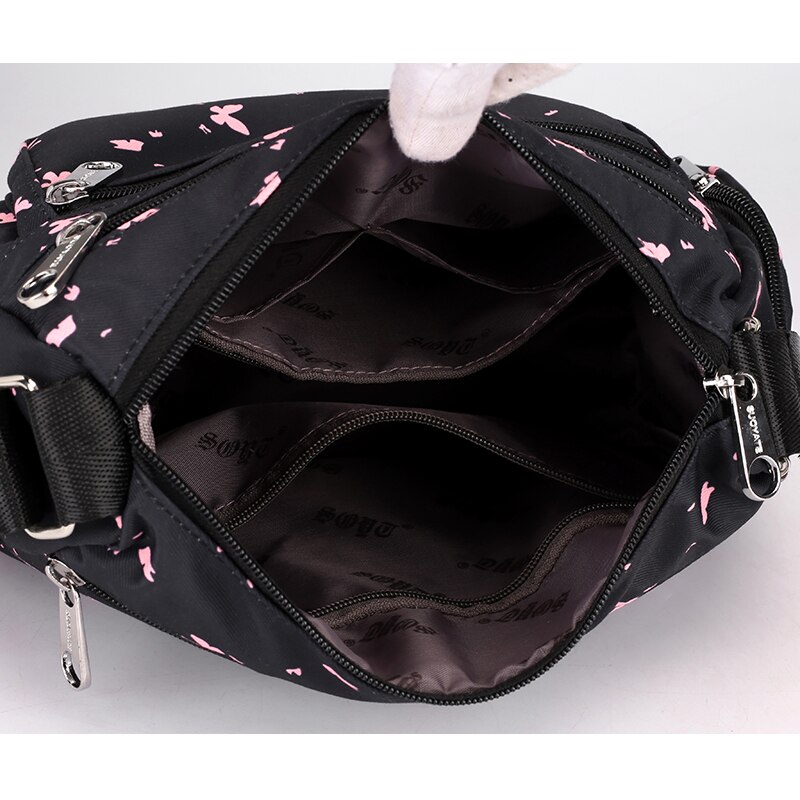 Bolso bandolera de nailon duradero de con Floral para mujer, bolso bandolera de tela impermeable para mujer