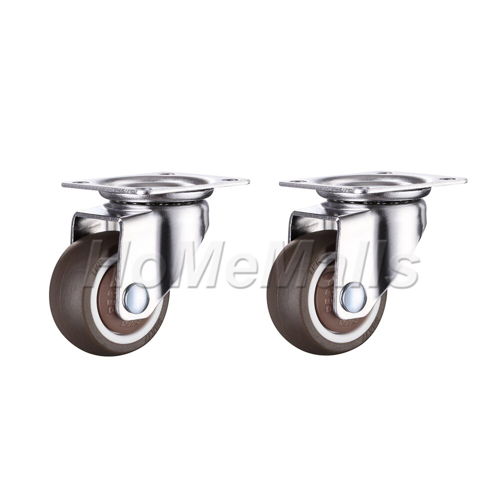 2pcs Swivel Caster Rubber 360 Degree Wheels Silent Top Plate Universal Caster For Shopping Cart Trolley Workbench Smooth Durable: 1 inch / 2pcs No Brake