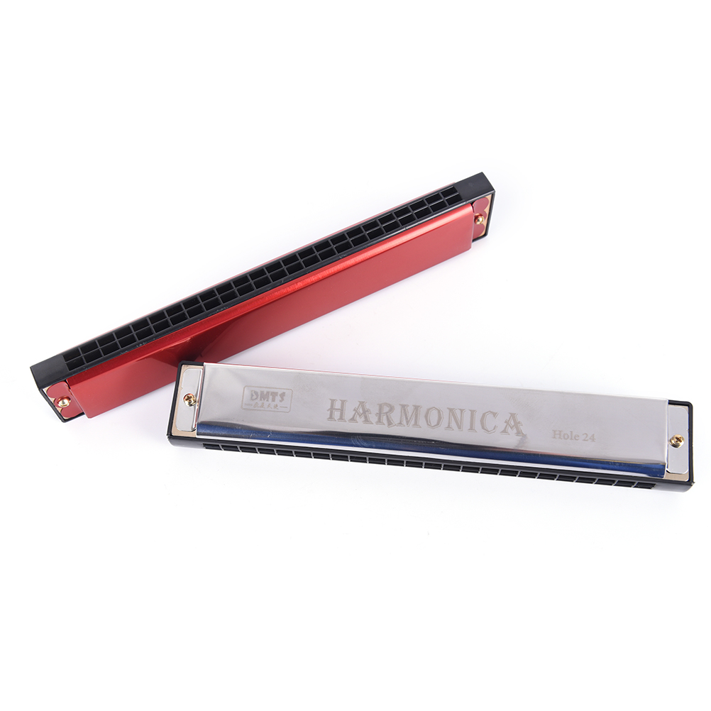 24 Hole Key Of C Play Harmonica Tremolo Harmonica Mouth Organ Double Row For Blues Jazz Rock Folk Musical Beginner Instrument