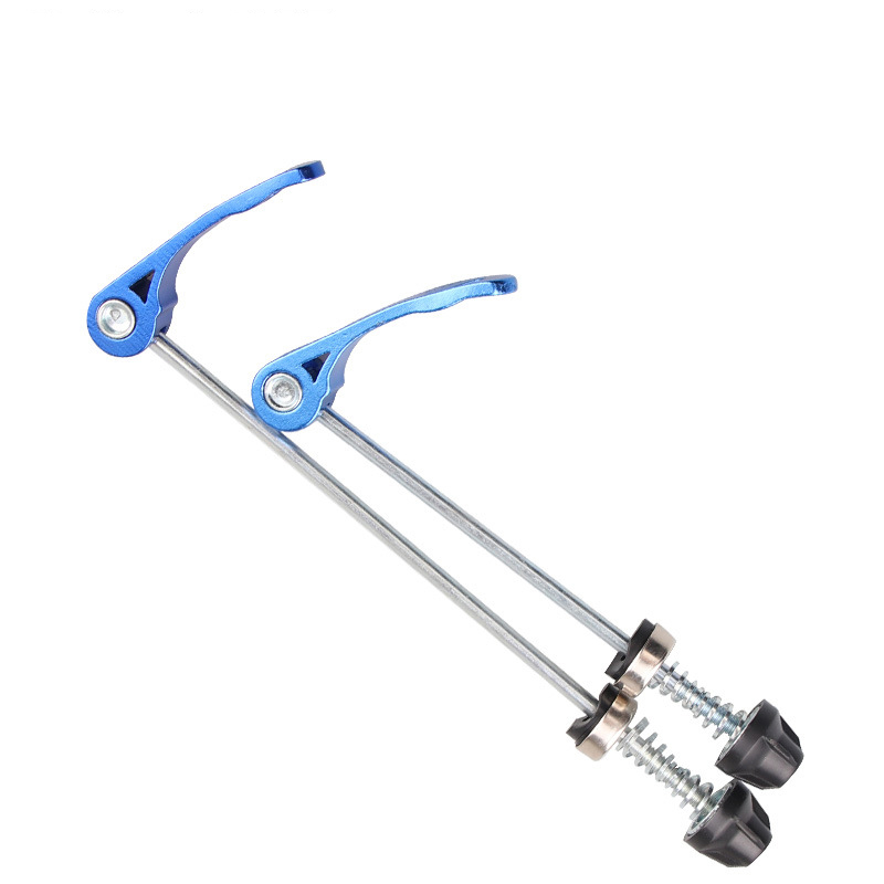 Adaptateur de vélo à dégagement rapide, 1 paire de brochettes de moyeu de roue avant et arrière, axe de vélo de route en aluminium ultraléger à dégagement rapide: blue