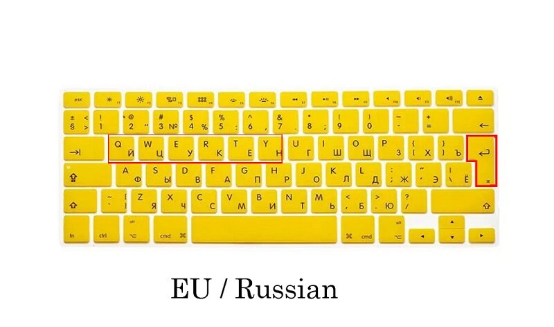 Silicon Skin for Macbook Pro 13 15 CD ROM A1278 A1286 EU US Russian Keyboard Cover For Macbook Pro 13 15 Russian Keyboard Cover: EU-Yellow