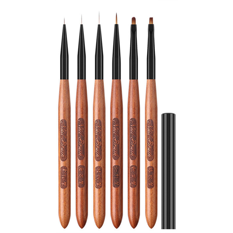 Sandelträhandtag gradient blommande borstar effekt nagel uv-gel liner borste ritpenna ränder blommor nagelkonst målningsverktyg: Klar