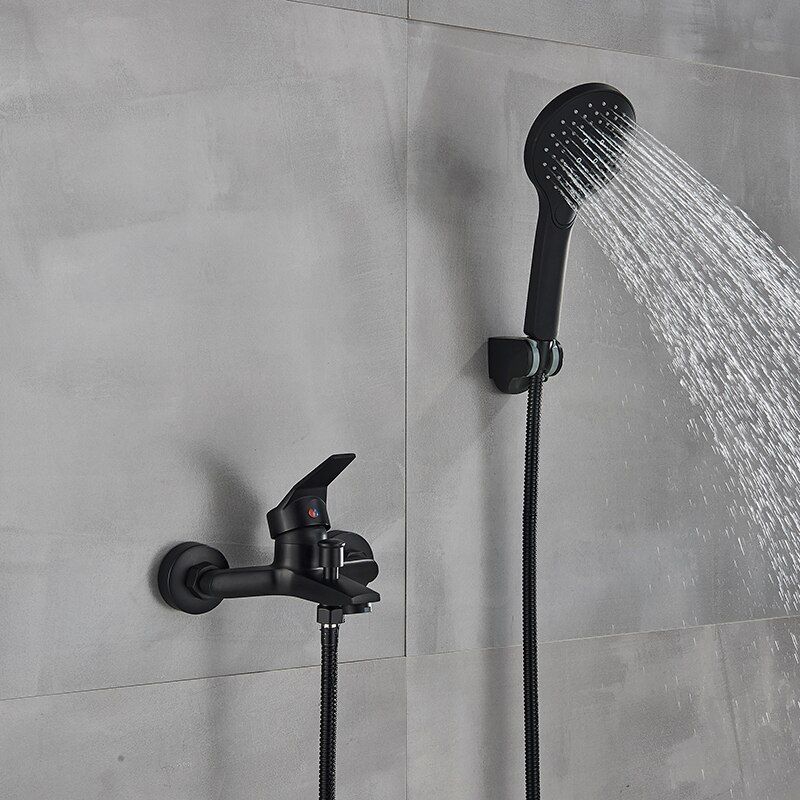 Matte Black Bathroom Faucet 2 Function Bathtub Facuet Wall Mounting Cold and Shower Faucet