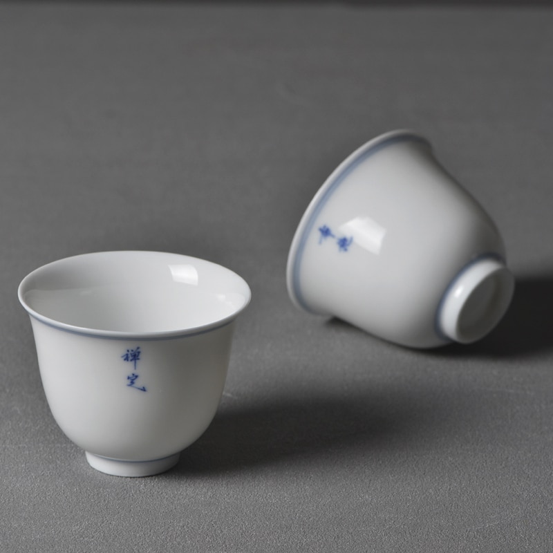 Jingdezhen Glazuur Onder handgeschilderde Porselein Dubbele Cup Xuan Wen Cup Zes Graden van Cup Monster Thee Cups 80ml F