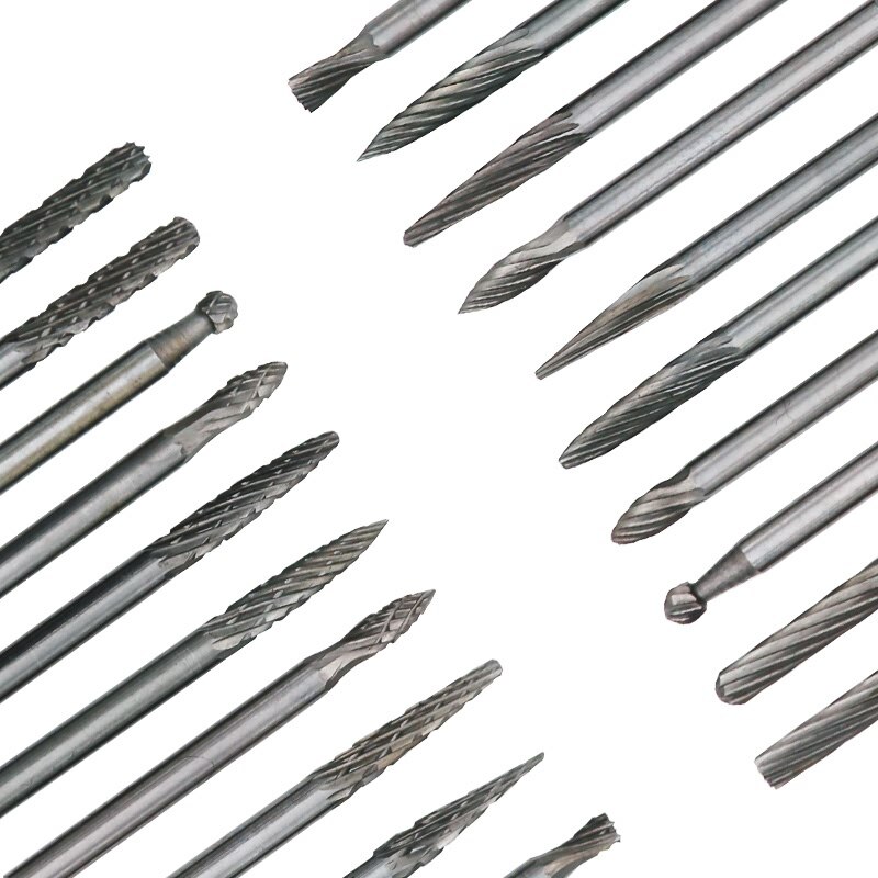 Jigong 20 st 3.0mm 1/8 "skaft volframkarbid fräs roterande burr kostym reamer verktyg skärsats för dremel