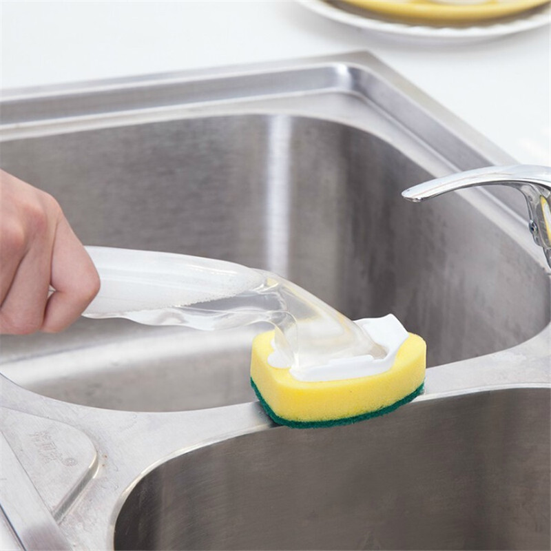 Herramienta de lavado de platos, cepillo de limpieza de jabón con mango recargable, esponja de limpieza de cocina, accesorios de herramientas de limpieza de ventanas