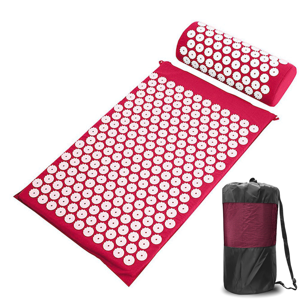 Esterilla masajeadora de acupresión para cuello y espalda, almohada corporal, aplicador, almohadilla de masaje de pies, aplicador: Red
