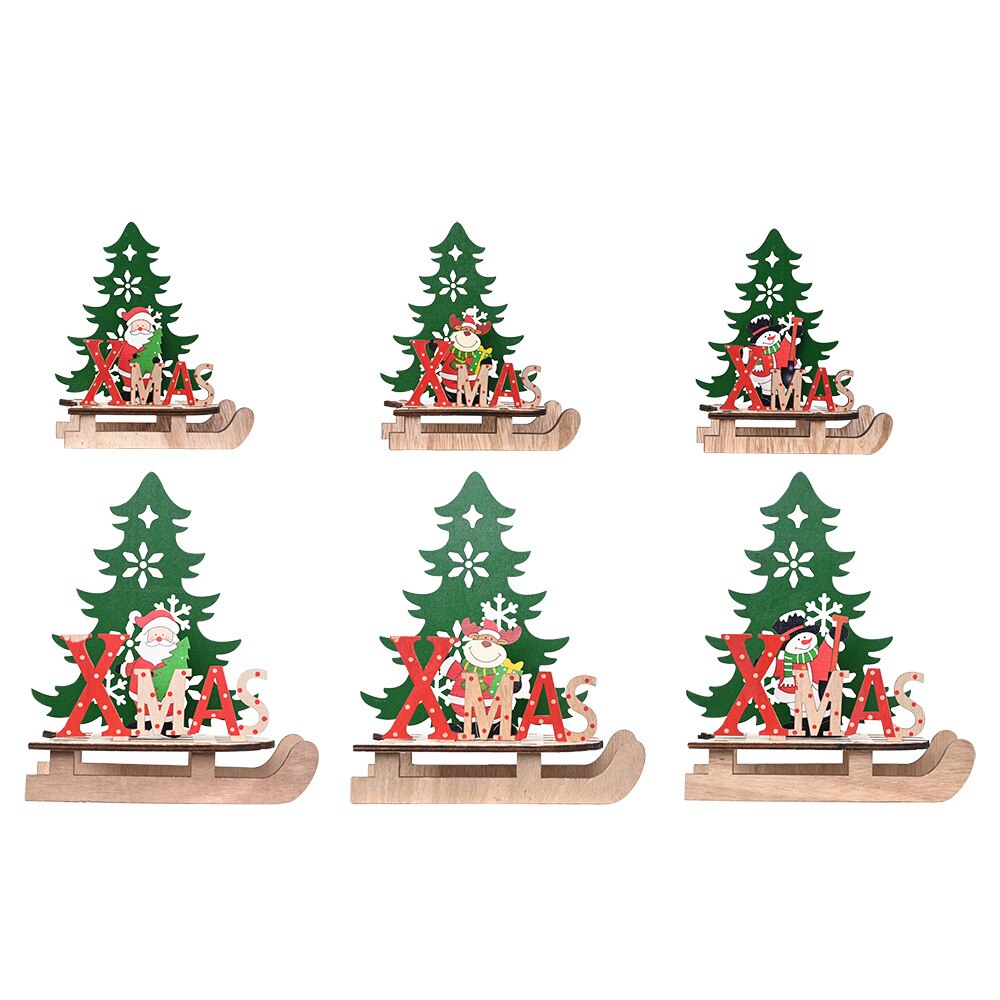2020 decorazioni di natale creativo FAI DA TE in legno slitta vecchio da sci decorazione grande e ottavino cartone animato decorazione del desktop regalo