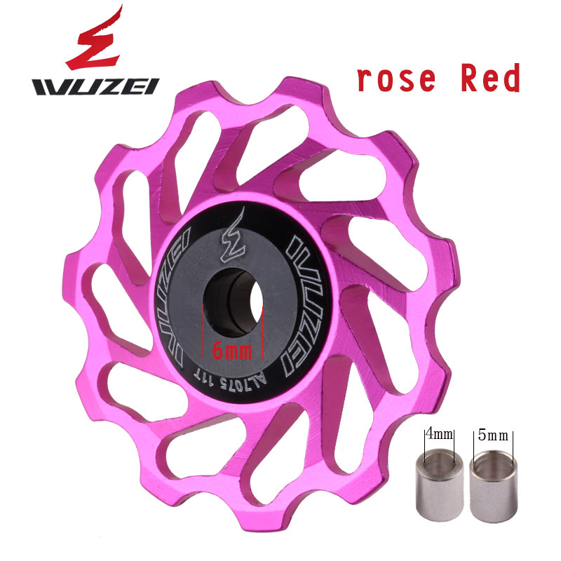 WUZEI — 2 pièces, roue dentée et galet pour dérailleur arrière, à 11, 12 et 13 dents, en céramique et alliage aluminium, pour vtt, guide poulies en céramique: 11T purple