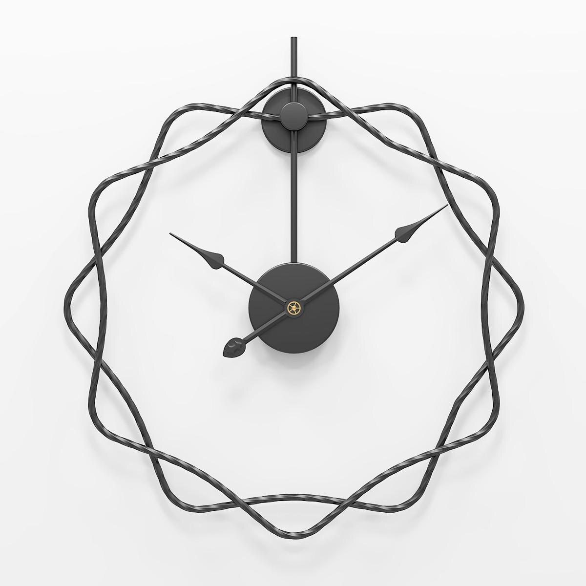 50cm butikk stille veggklokker moderne klokker til hjemmekosekontor i europeisk stil hengende veggklokker horloge murale: Svart