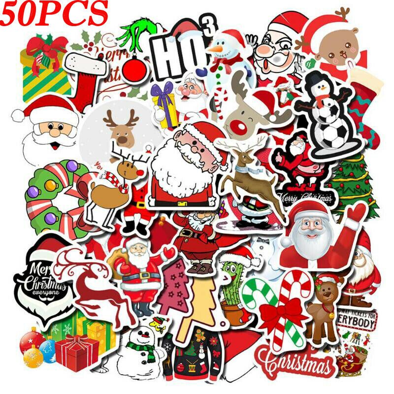 Festival 50Pcs Set Christmas Santa Removable Window Stickers Xmas Various Animals Pattern Art Decal Wall Home Shop Party Decor: Default Title