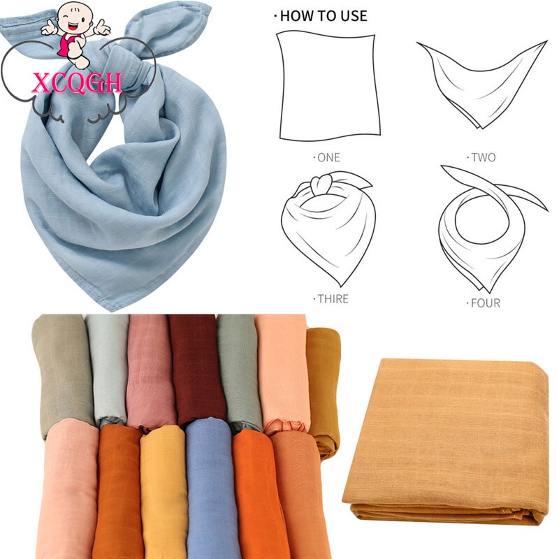 Xcqgh Mousseline Katoenen Baby Inbakeren Deken Bamboe Katoen Inbakeren Wrap Voeden Burp Doek Handdoek Sjaal Baby Spullen 60*60cm