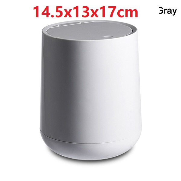 4L Small Round Plastic Trash Can Wastebasket Garbage Container Bin with Swing Top Lid for Bathrooms Kitchens Home Offices: Gray
