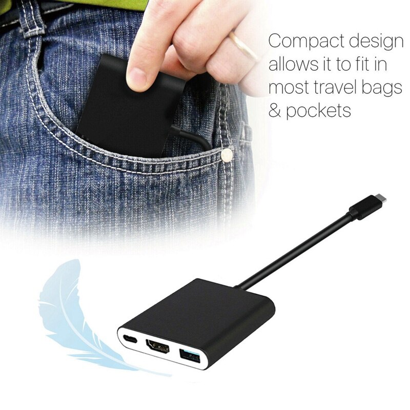 Type-C to HDMI Adapter USB 3.0 HUB Dock Converter Cable Three in One Converter for Samsung DEX Nintendo