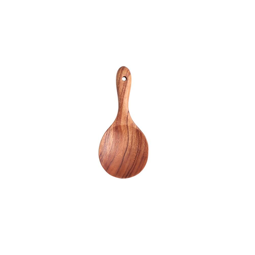 Wooden Tableware Spoon Filter Soup Skimmer Cooking Spoon Scoop Kitchen Tool Set: Rice scoop