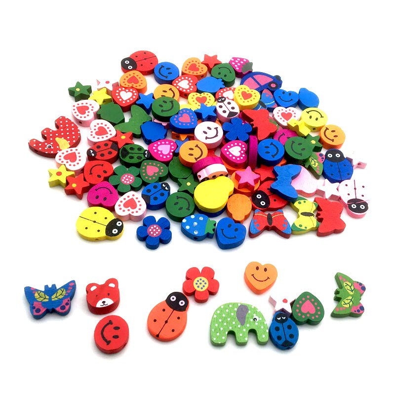 Vêtements de couture pour enfants, 50 pièces, 2/4 trous, boutons mixtes en bois, accessoires multicolores, forme mixte Animal/fleur, bricolage, Scrapbooking13-25mm: SC252  15-30mm