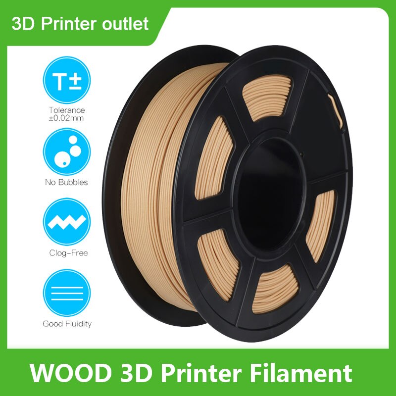 SUNLU Wood 3D Printer Filament PLA Filament 1.75mm Dimensional Accuracy +/- 0.02mm 1kg(2.2lbs) Spool