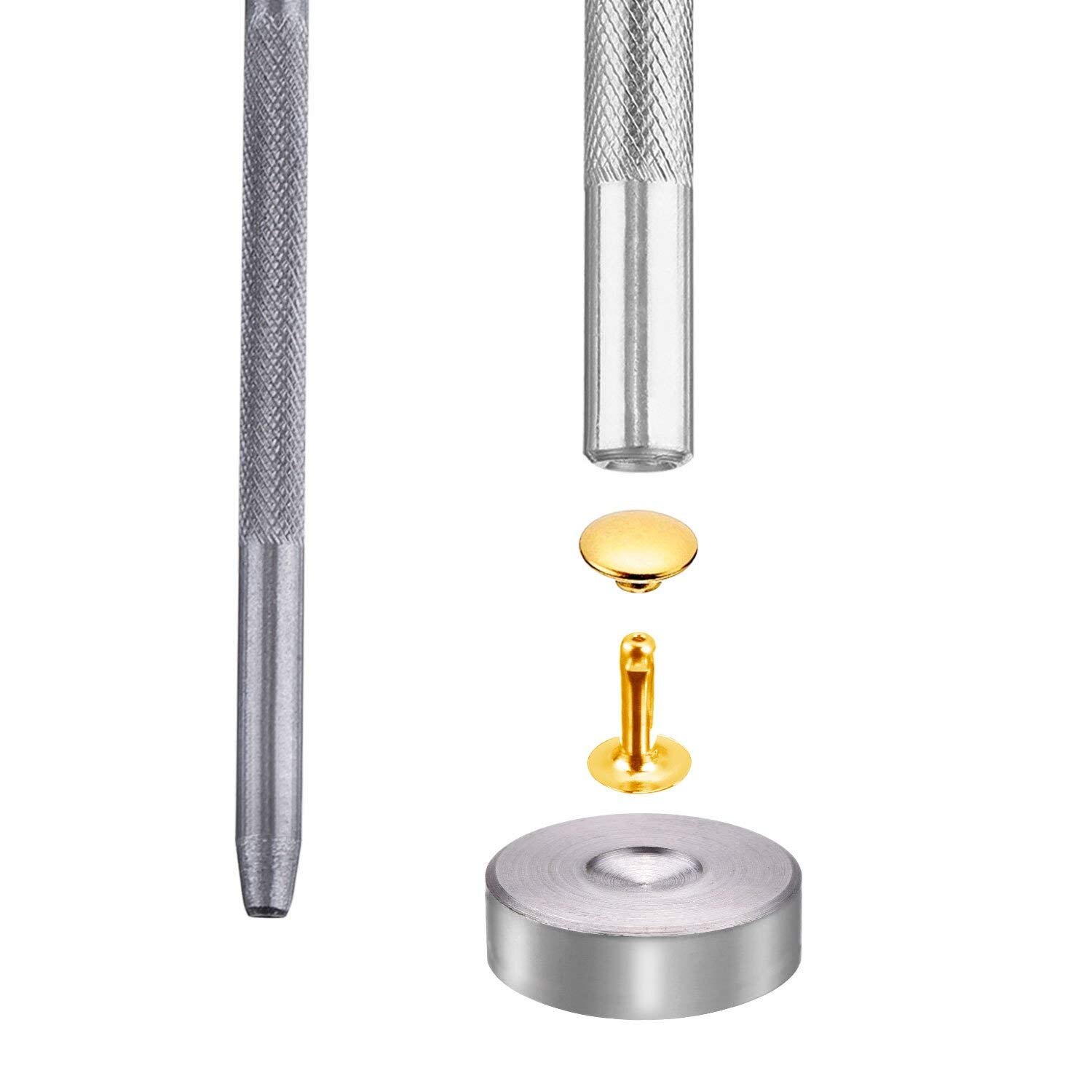 180 Set 3 Maten Lederen Klinknagels Enkele Cap Klinknagel Buisvormige Metalen Studs Met 3 Stuks Fixing Tool Voor Diy Leer craft Klinknagels Rep