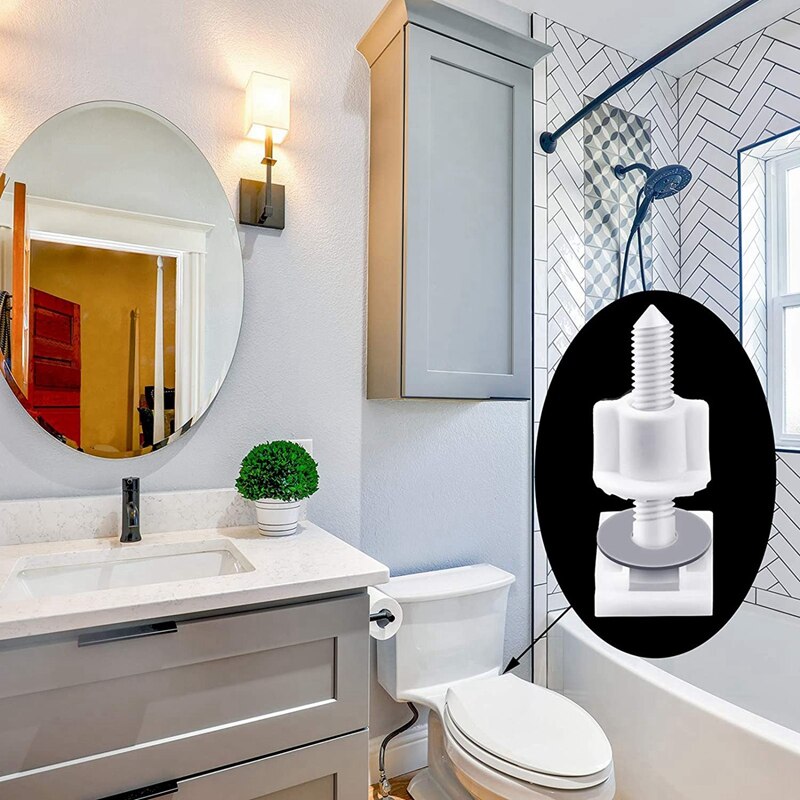 10 Stuks Wit Plastic Toilet Seat Schroeven En Moeren Met Rubberen Ringen, Scharnier Bouten Schroeven Scharnieren Vervangende Onderdelen