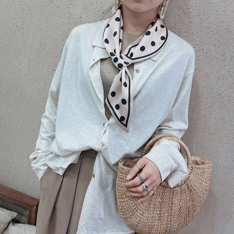 Easy Lazy Scarf Women Silk Skinny Neck Scarves Ring Wristband Handle Bag Tie Lady Print Foulard Long Ribbon Band 70*15cm