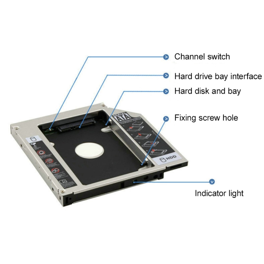 12.7mm 2.5inch SATA Hard Disk Case Tray DVD-ROM Optical Drive Caddy for PC Laptop Metal Mounting Adapter Bracket Hard Drive