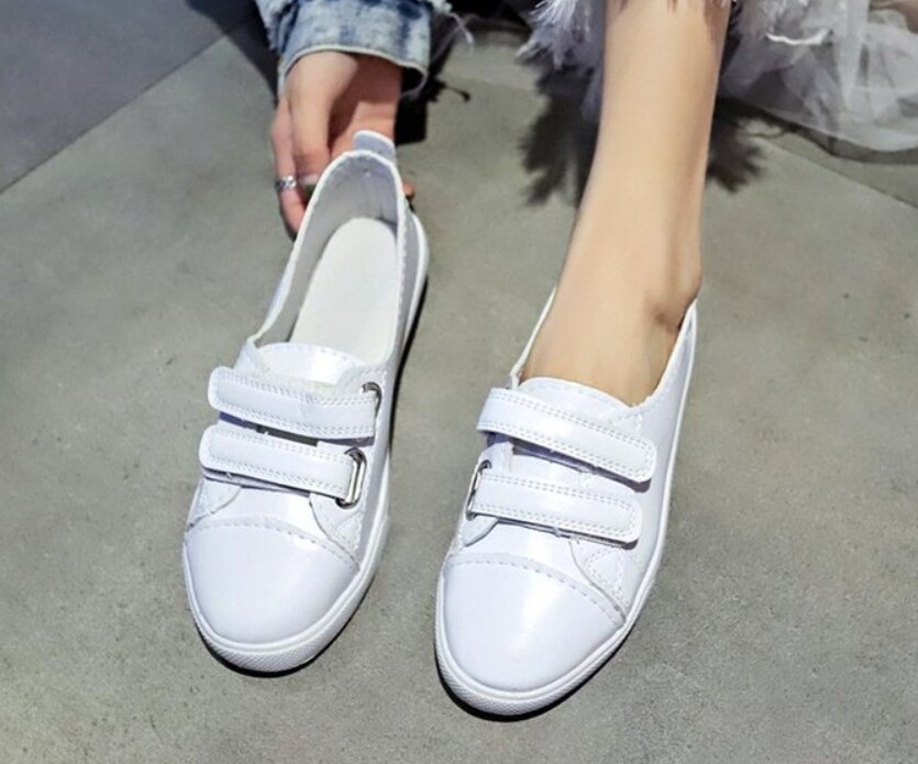 Sommarskor kvinna ledigt pu läder grunt enkla kvinnor vardagligt blommiga vita skor sneakers som andas