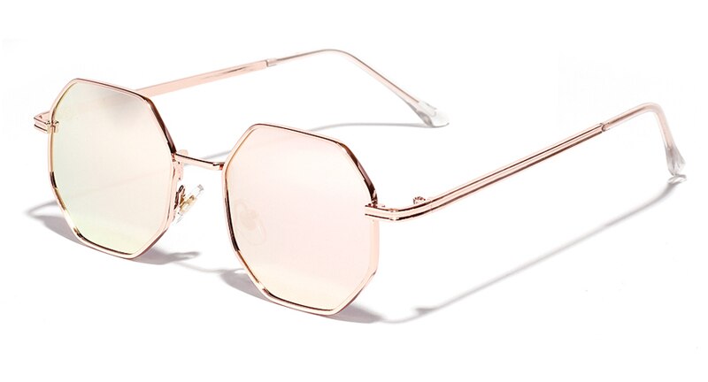 Peekaboo women vintage sunglasses men metal gold green brown male octagonal sun glasses for ladies polygon uv400: rose gold