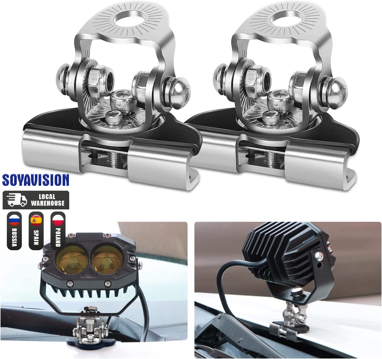 Soporte de montaje de luz de trabajo LED, abrazadera para todoterreno, SUV, ATV, 4WD, Universal, 4x4, accesorios para automóvil, soporte de foco: Verde militar