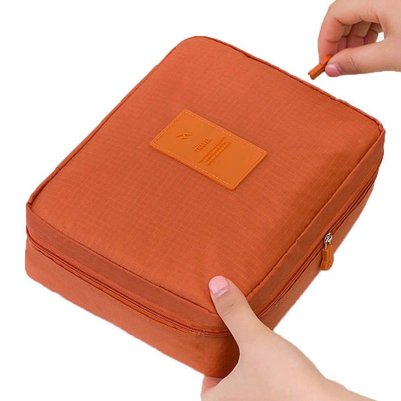 Waterproof Wash Bag Cosmetic Bag Multi-function Oxford Travel Storage Makeup Bag: Orange