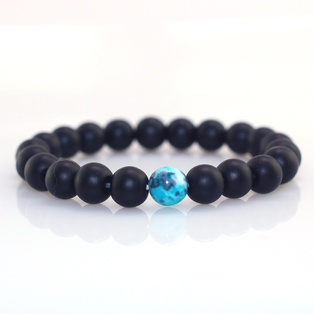 Couples Distance Bracelet Classic Natural Stone Retro Blue and Black Beaded Bracelets for Men Women Best Friend Christmas