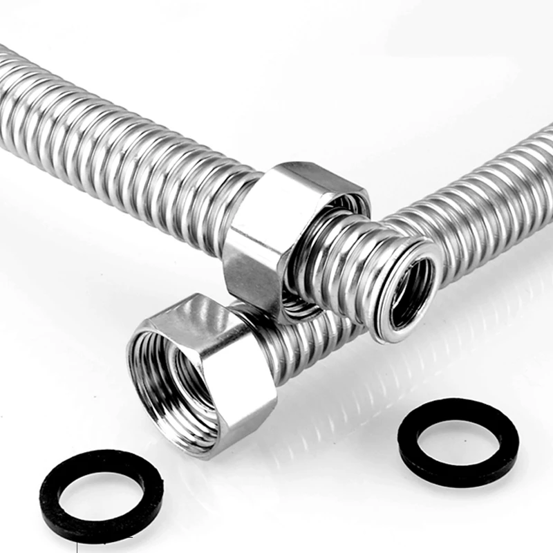 Shower Hose 10/20/30/40/50/60/80/100cm Bellows Extension Tube 1/2" 3/4" Male Female Connector 304 Stainless Steel Water Heater