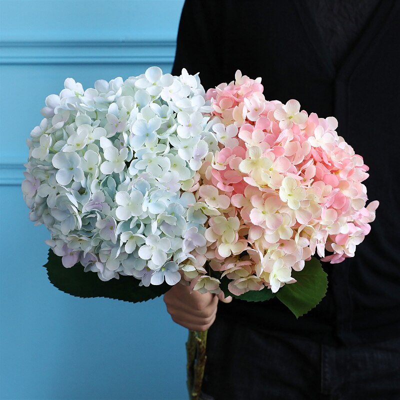 Dia 20cm stor størrelse kunstig hortensia gren silke blomst hjem dekoration bryllup