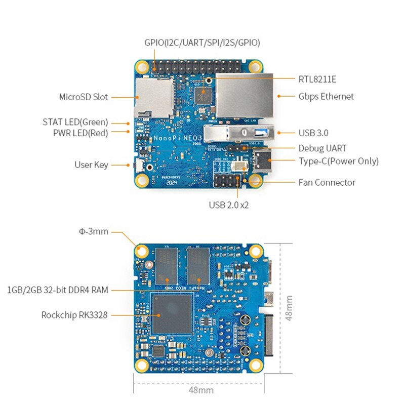 Suitable for NanoPi NEO3 Whole Machine Gigabit Ethernet Port 2GB Large Memory OpenWrt/LEDE with Shell + Heat Sink