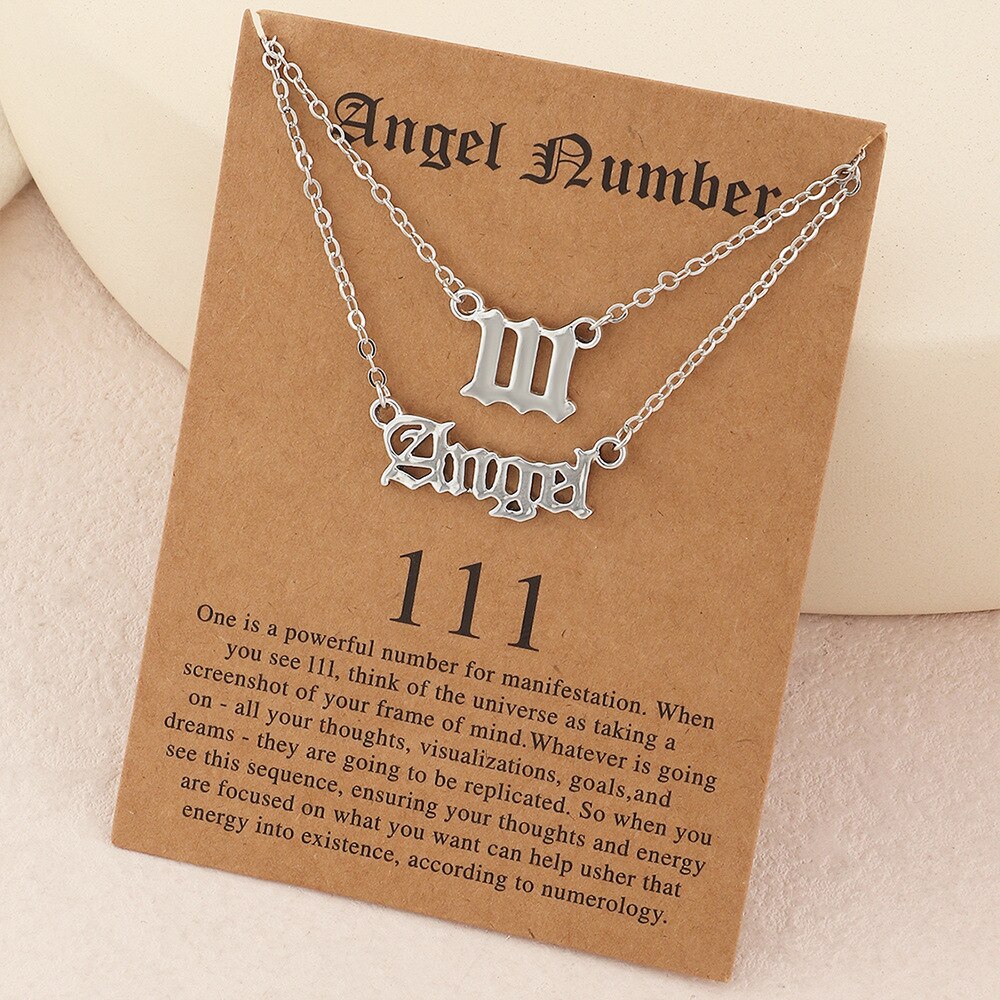 Minimalistische Angel Nummer Ketting 111 222 333 444 555 777 Zilver Kleur Choker Ketting Voor Vrouwen Mannen Lucky Nummer Ketting sieraden: 111