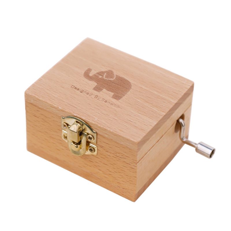 Wooden Music Box Multiple Music Random Engraved Musical Case Toys Kids 634F: Elephant