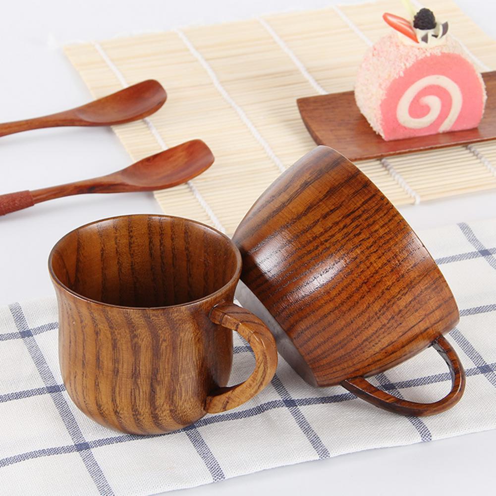 Wooden Cup Reusable Tea Coffee Milk Wine Heat Insulation Water Drinkware Water Cup Kitchen Bar Drinkware Water Bottle