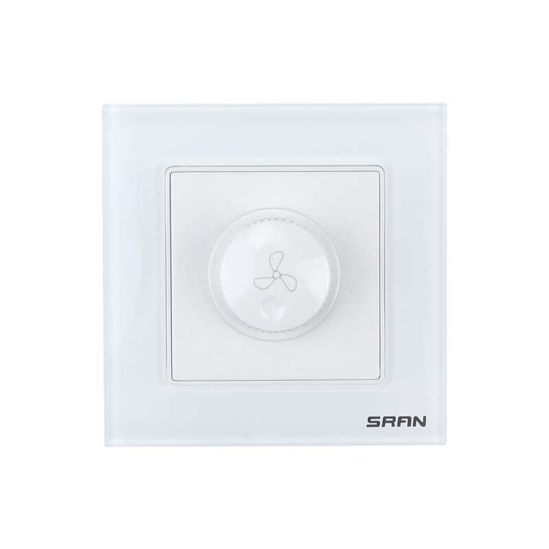 Muur speed reguleren fan switch 220 V gehard glas roestvrij stalen paneel type 86