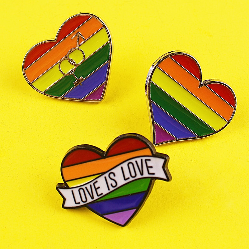 LGBT Rainbow Love Hearts Brooches Badges for Backpack Pride Pin Badges for Clothes Pins for Backpacks LGBT Accessories Badge DIY