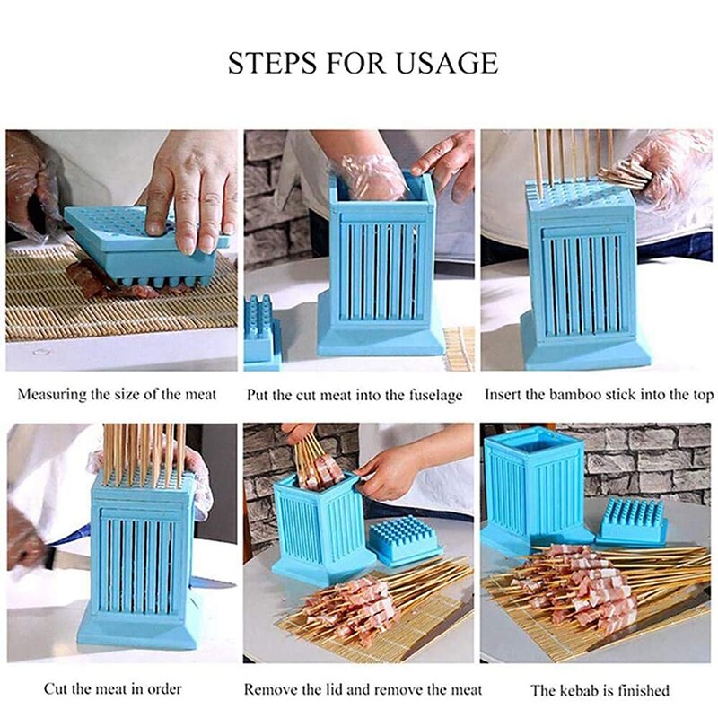 Barbecue Stringer Skewers Kebab Maker Box Machine Beef Meat Vegetable String Grill Barbecue Kitchen Accessories BBQ Gadget