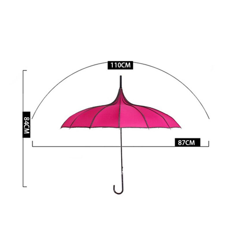 ThreeH Pagoda Umbrella - Vintage Windproof 16 Rib Bridal Parasol With
